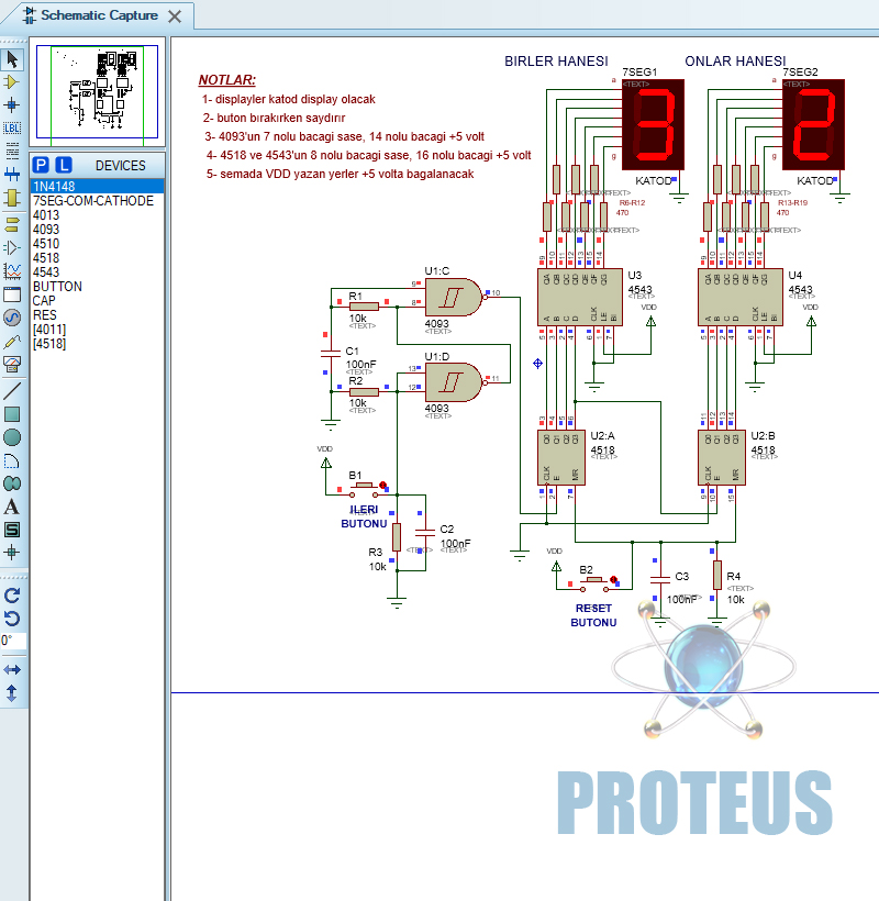 00-99 Resetli İleri Sayıcı Devresi