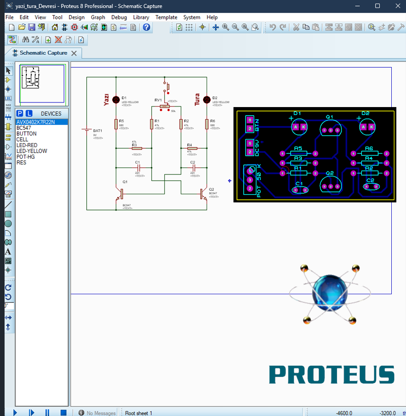 2 Transistörlü Yazı Tura Elektronik Devresi