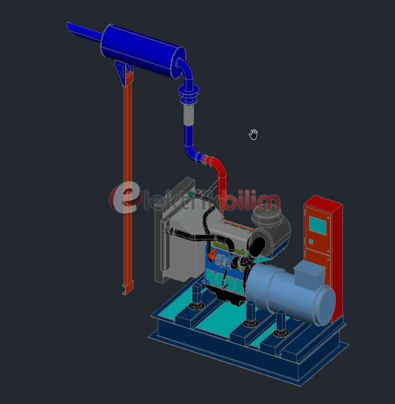 3D Jeneratör AutoCAD Çizimi 150 KVA Model.jpg