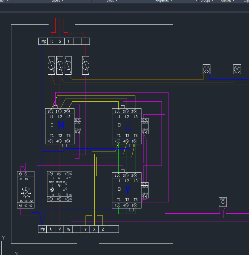 Yıldız-Üçgen Yol Verme Otomatik Kumanda Pano Detay Şeması