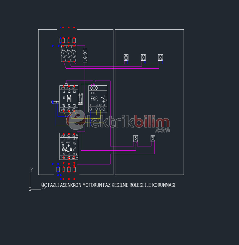 Asenkron Motorun Faz Koruma Rölesi Pano Detay Şeması
