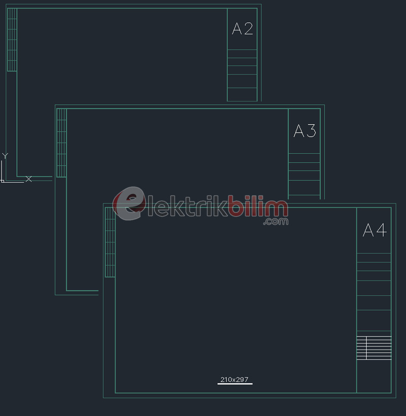 AutoCAD A4 A3 A2 Standart Ölçekli Kağıt Şablonları