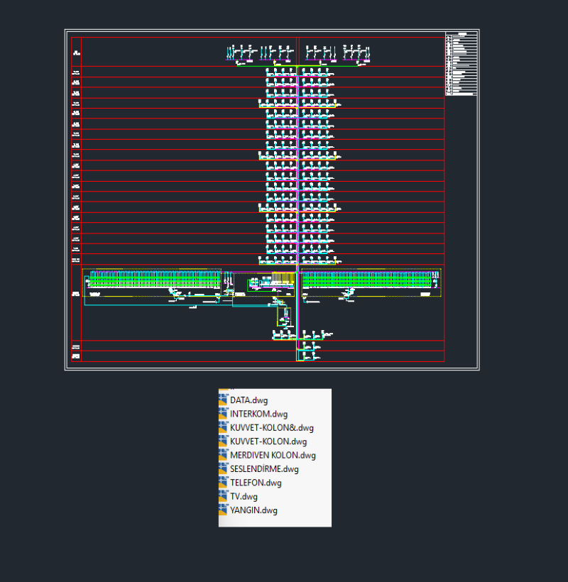 AutoCAD Elektrik Tesisat Projeleri Kolon Şemaları