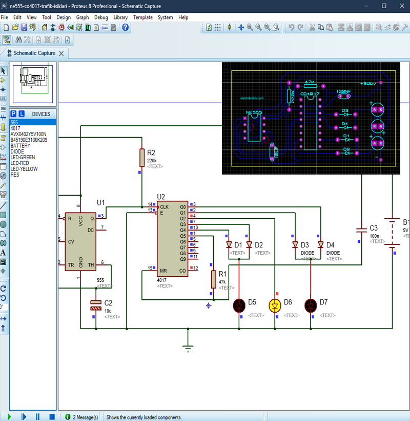 NE555 CD4017 ile Trafik Işıkları