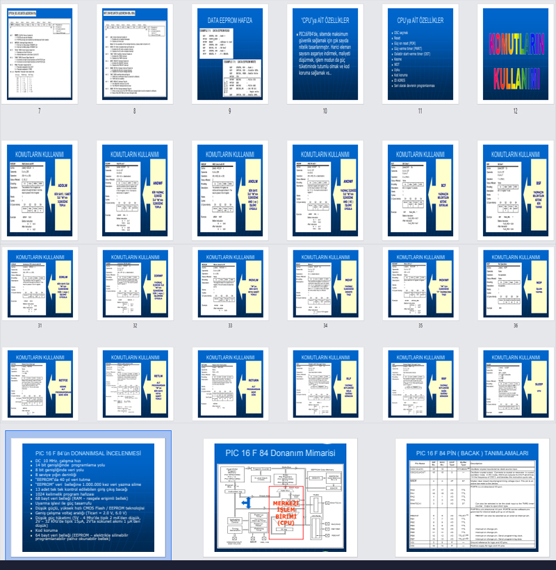 PIC 16F84 Donanımsal İncelemesi ve Komut Tanıtımları
