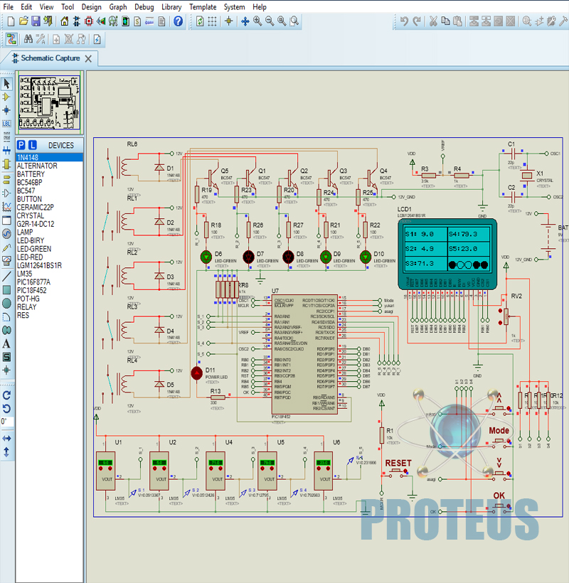 PIC 18F452 LM35 Sıcaklık Denetleyici Devresi