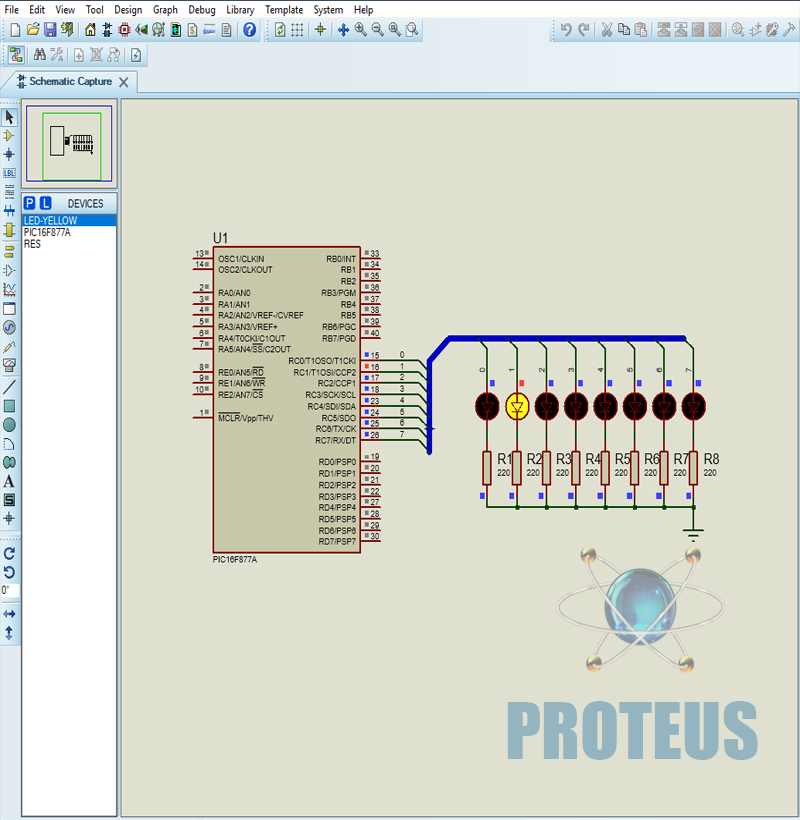 PIC ile Karaşimşek Efektli Yürüyen Işık Devresi