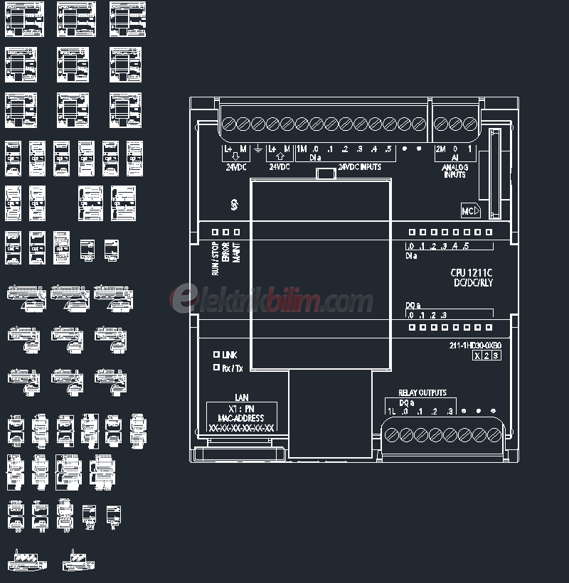 Siemens S7 1200 PLC Modelleri Autocad Çizimleri