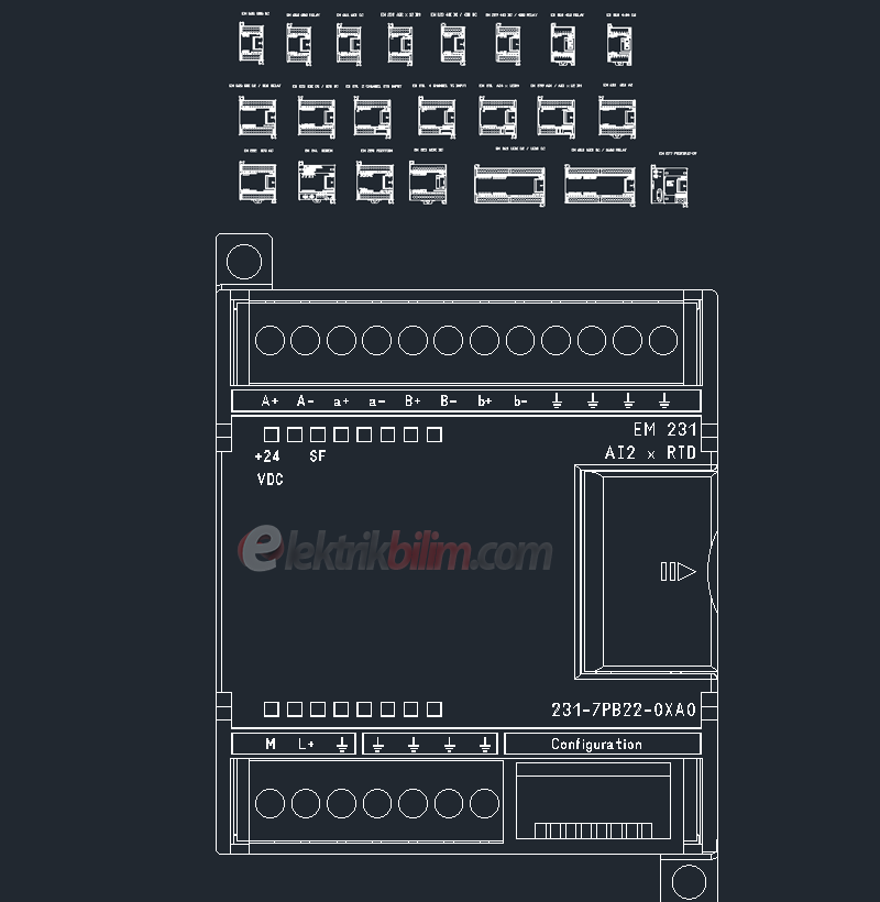 Siemens S7 200 PLC Modelleri Autocad Çizimleri