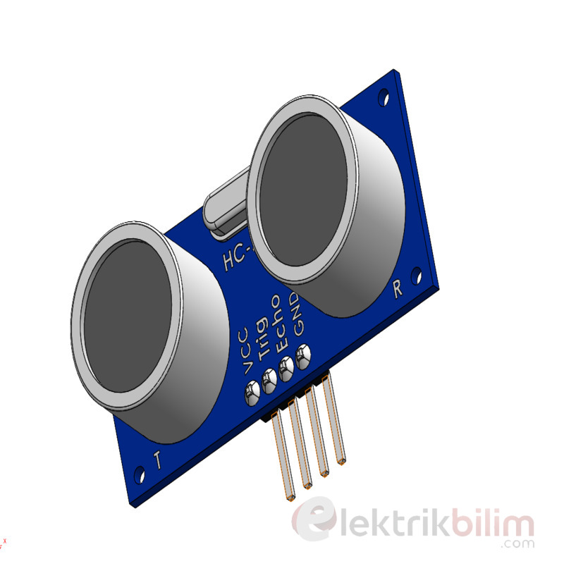 SolidWorks HC-SR04 Ultrasonik Mesafe Sensörü 3D Çizimi