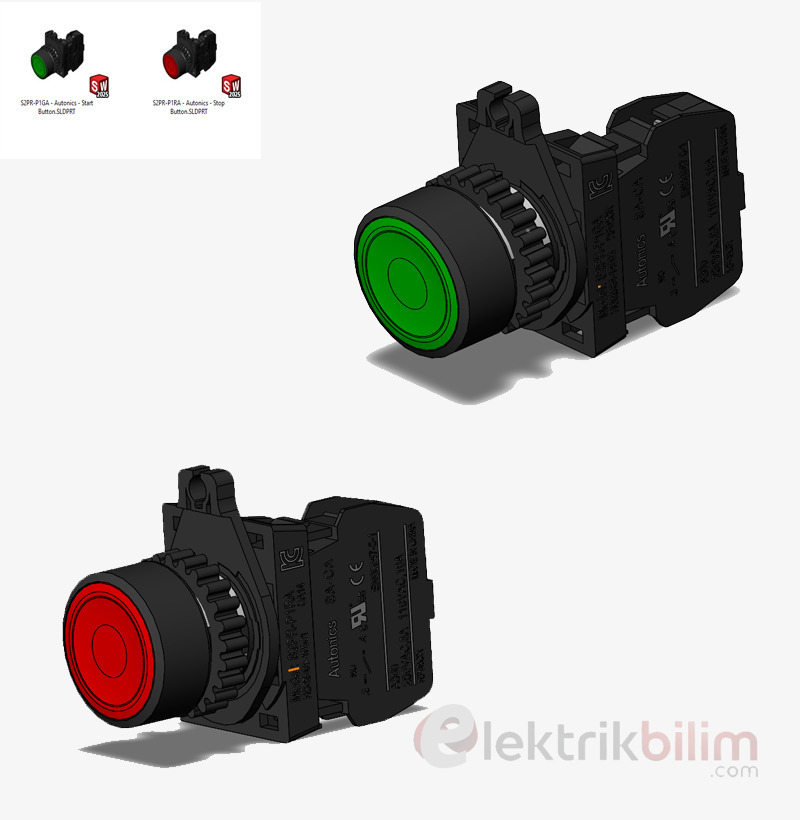 Solidworks Start Stop Buton Çizimi