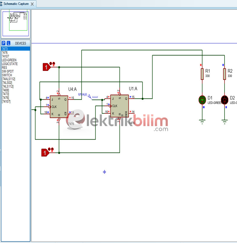 T Tipi FF ile Binary 0-1-2-3 Sayan Devre Tasarımı